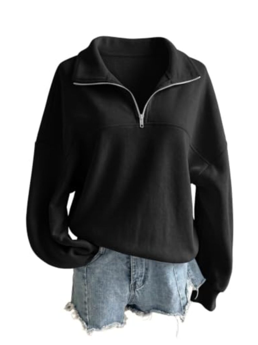 Women's Fleece Quarter Zip Pullover Sweatshirt Oversized Half Zip Hoodie